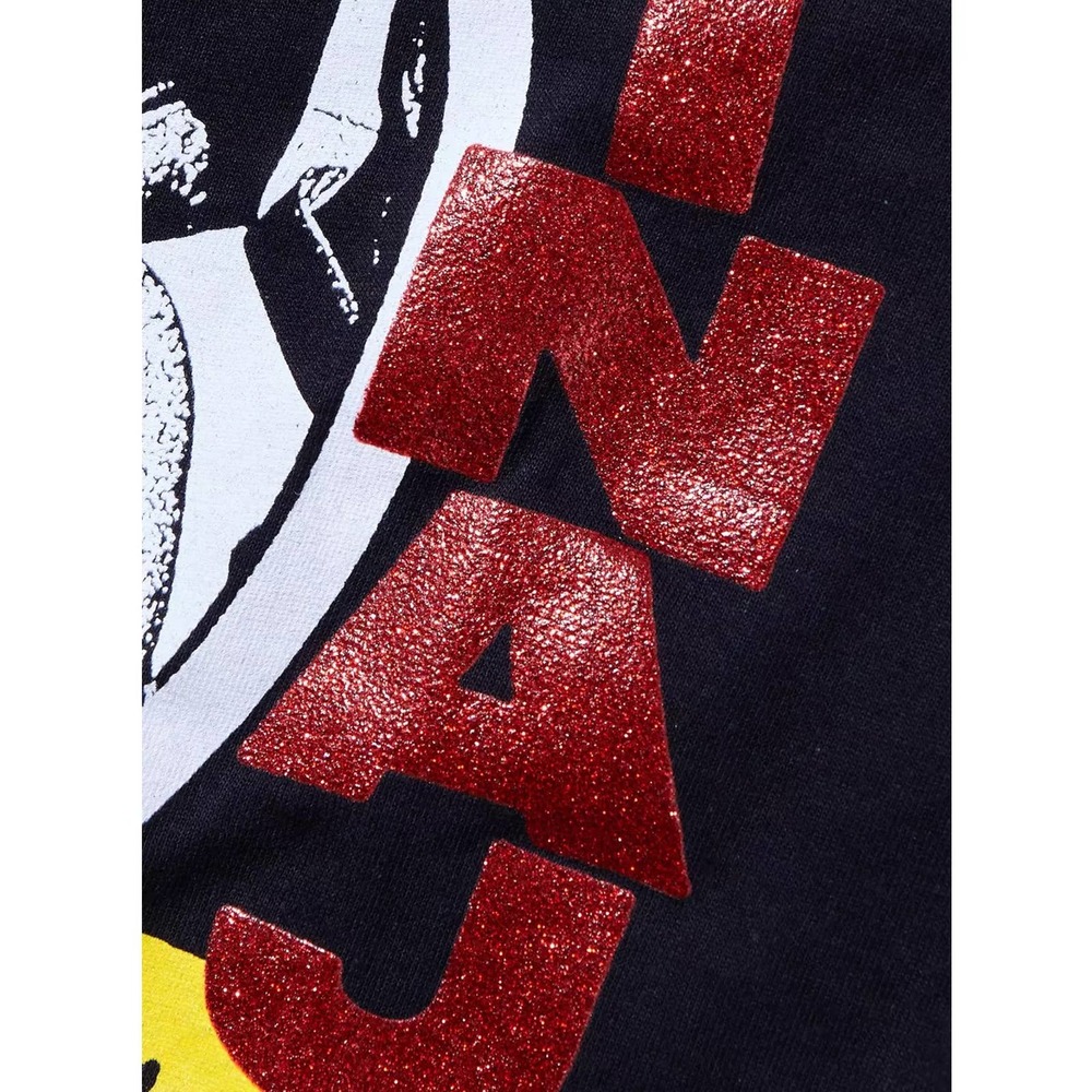 Nicki Minaj Women's Red Ruby Da Sleeze Glitter Boyfriend Fit Black Tee T-Shirt - Picture 2 of 2